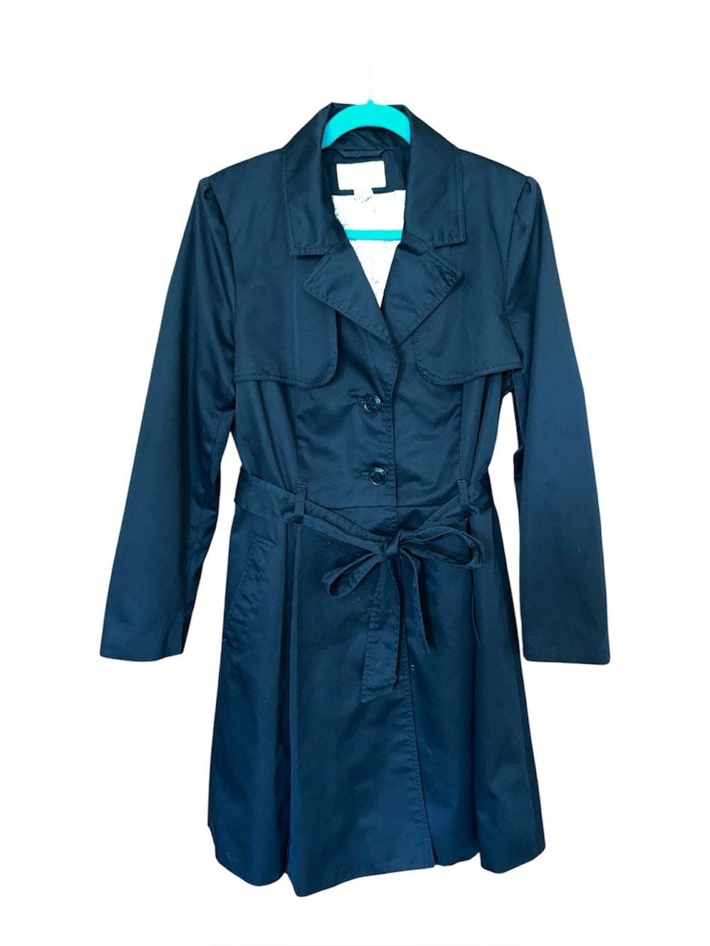 Women’s H&M Trench Coat Jacket Black Size 14 Lined